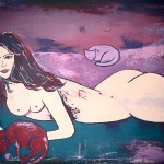 "Akt mit Katzen" 100 x 70 cm