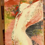 Akt im Herbstlaub / 30 x 60 cm